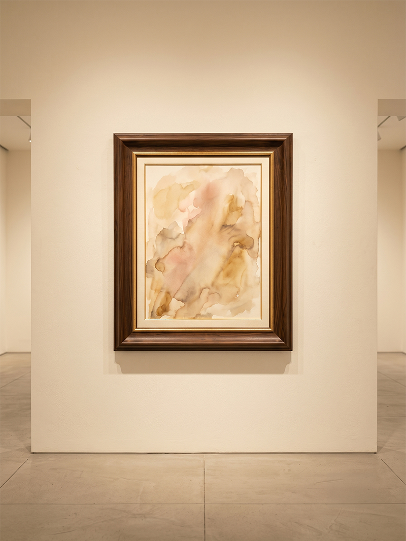 Pintura a óleo sobre tela em moldura sob medida em madeira escura · Jardins, São Paulo